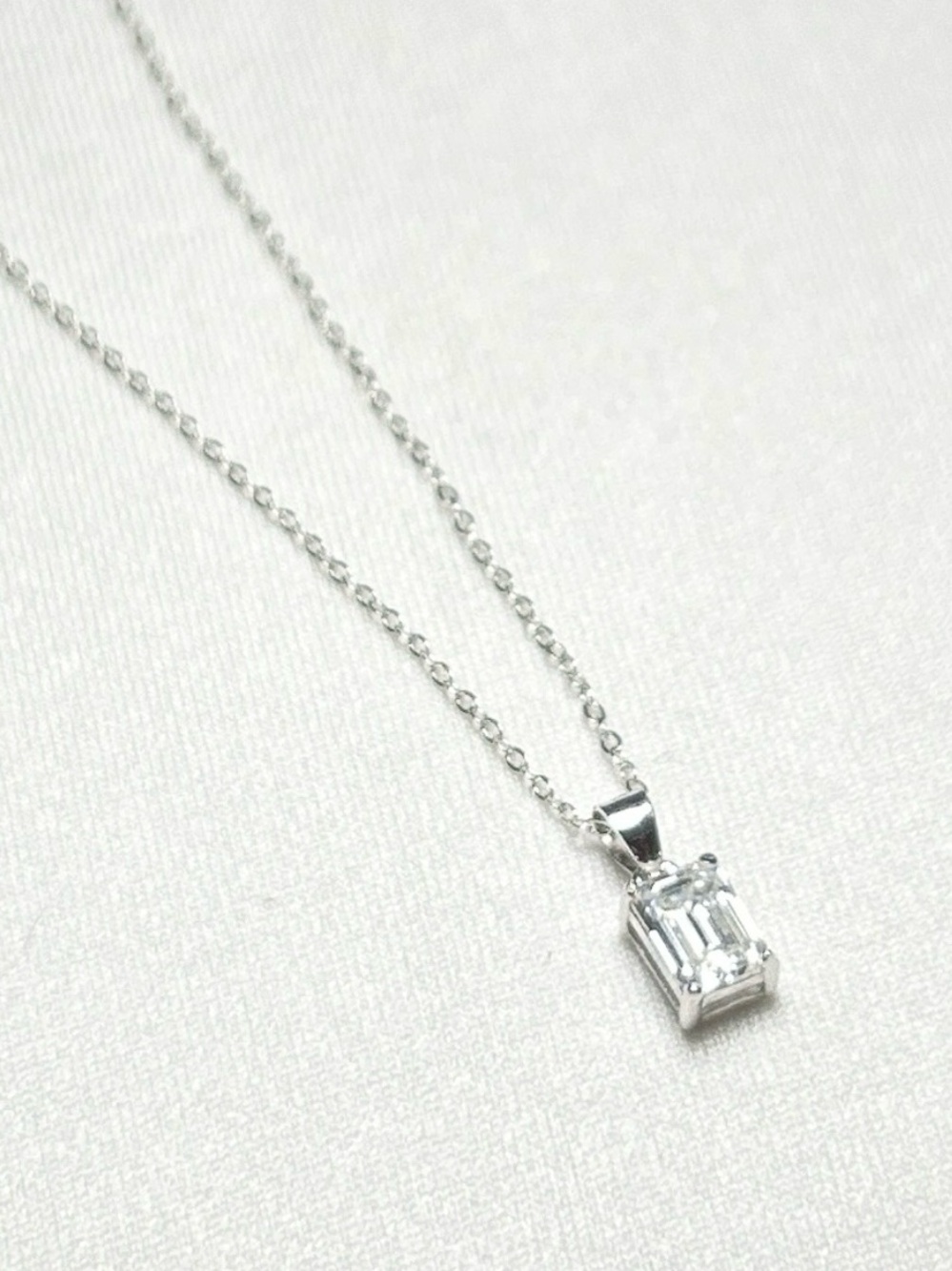 1ct Emerald Cut MOISSANITE 925 Sterling Silver Pendant Necklace